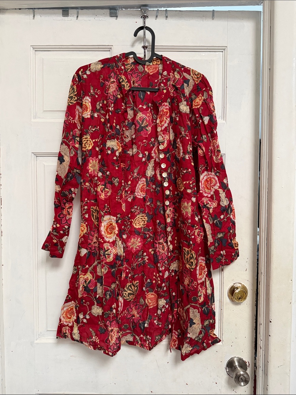 Dolma Red Floral Longline Women's Tunic,